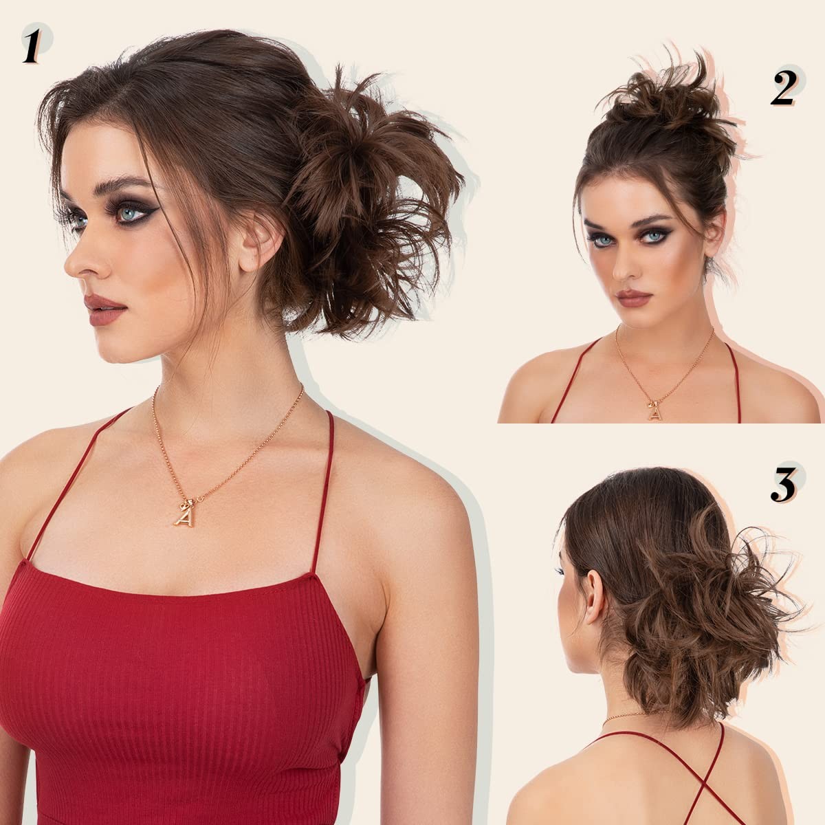youngways Messy Bun Hair Piece Side Comb Clip in 16 Inch, Ash Grey-S