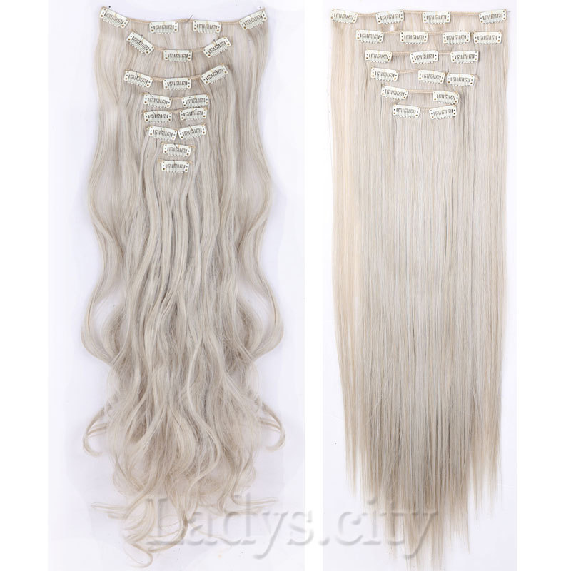 Full Head 8Pcs Long Wavy Clip in Hair Extensions As Human Real Natural Fake Hair
