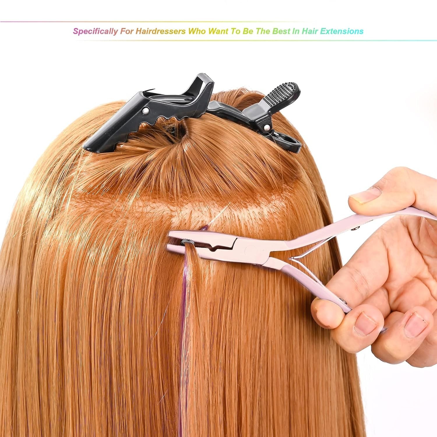 Elegant Pink Hair Extension Tool Set – Durable Beading Pliers & Hook Included