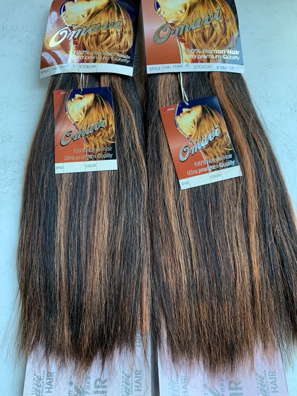 100% Yaki Human Hair for Weaving by Omavi Platinum, 2-Pack Bundle Deal, F1B/130