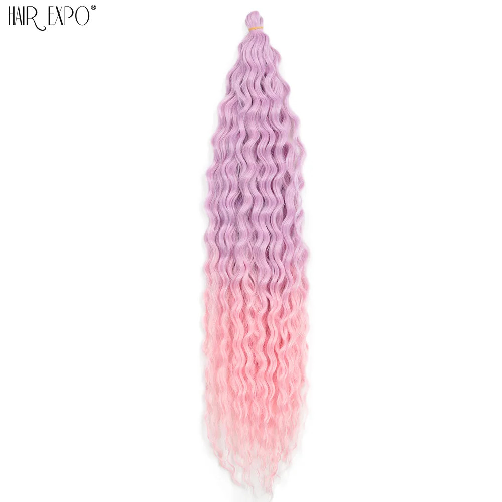 22 Inch Ombre Ariel Curl Crochet Hair Synthetic Deep Wave Braid Hair Extensions