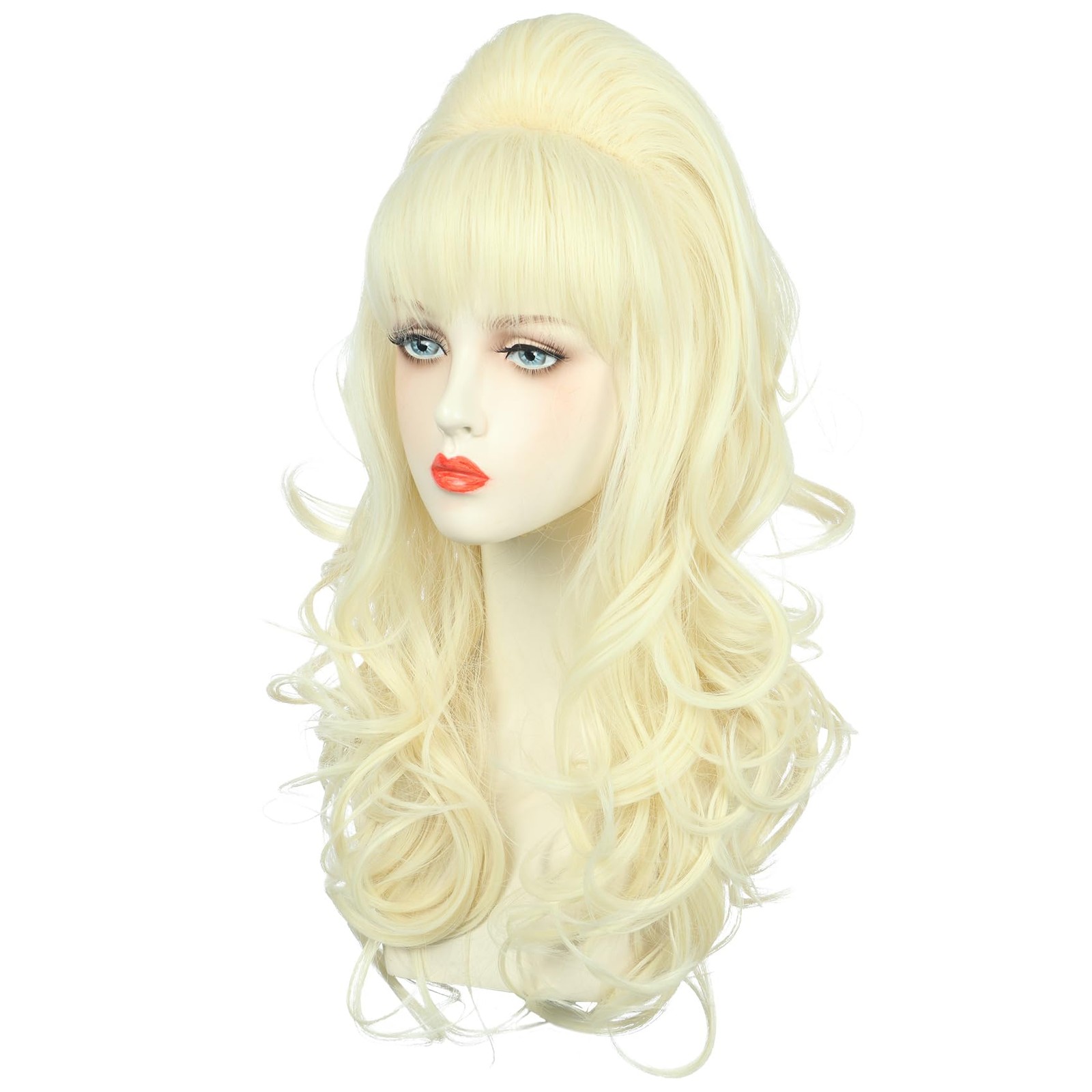 Long Blonde Curly Women Big Bouffant Wig Beehive 60s 70s Cosplay Costume Wig …