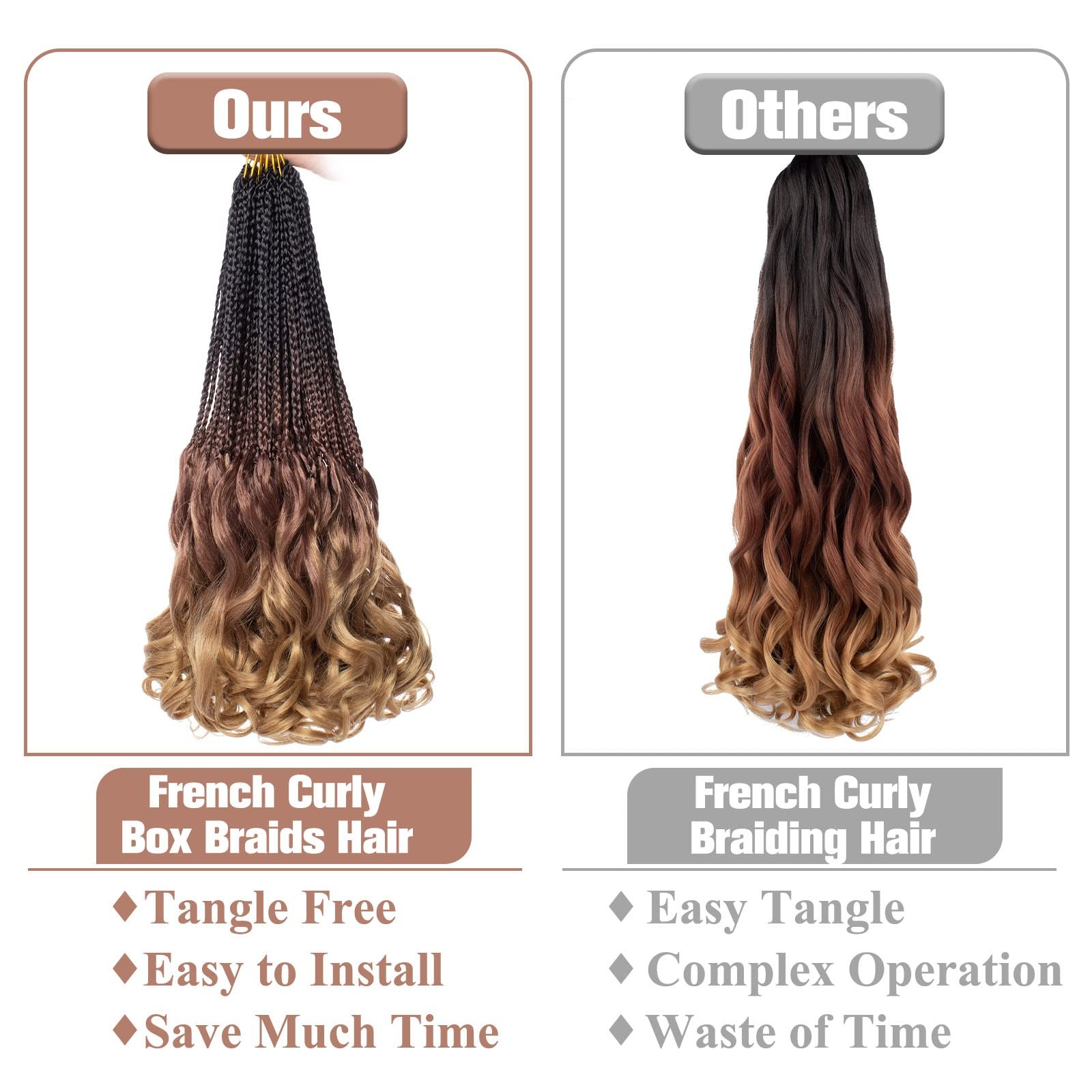 Ruiyok 9 Packs French Curl Crochet Braids 14 Inch Braids Crochet Hair Pre