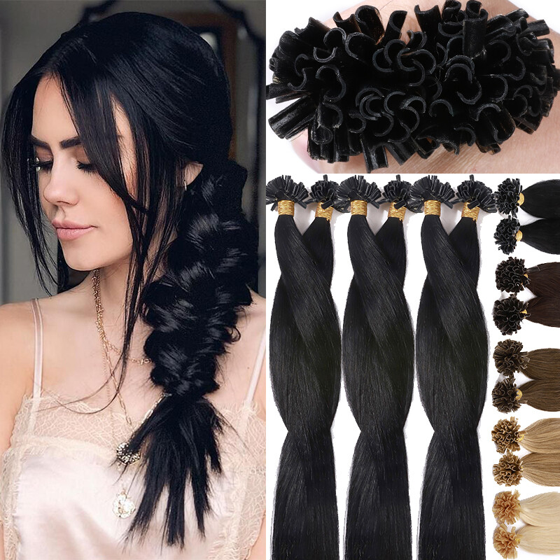 Remy Indian Keratin Nail U-Tip Human Hair Extensions Real 100% Thick 1g/strand