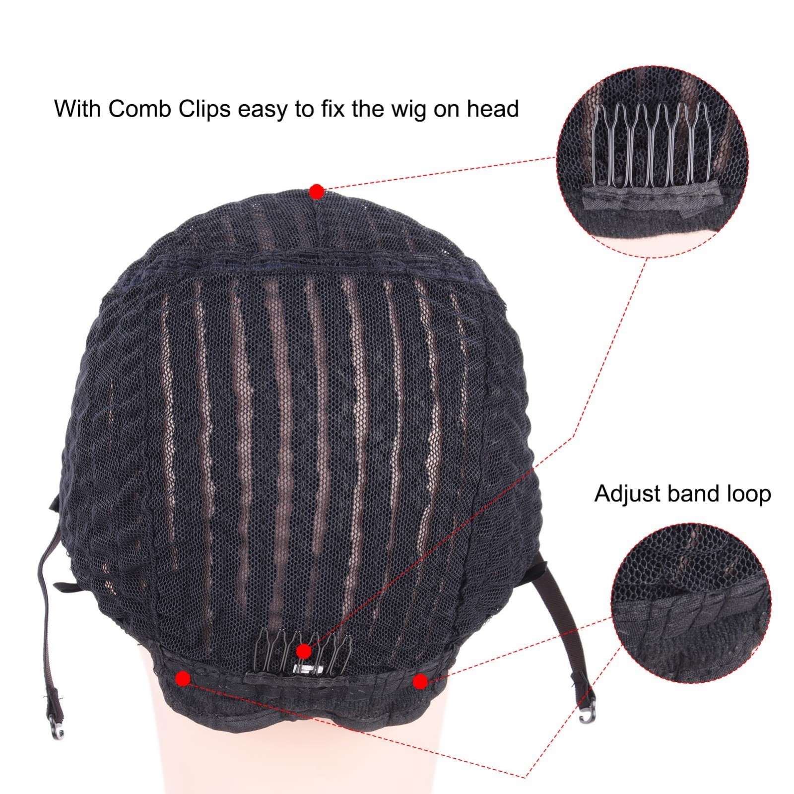 Adjustable Crotchet Cornrows Wig Caps with Combs – 2Pcs Durable Weaving Caps