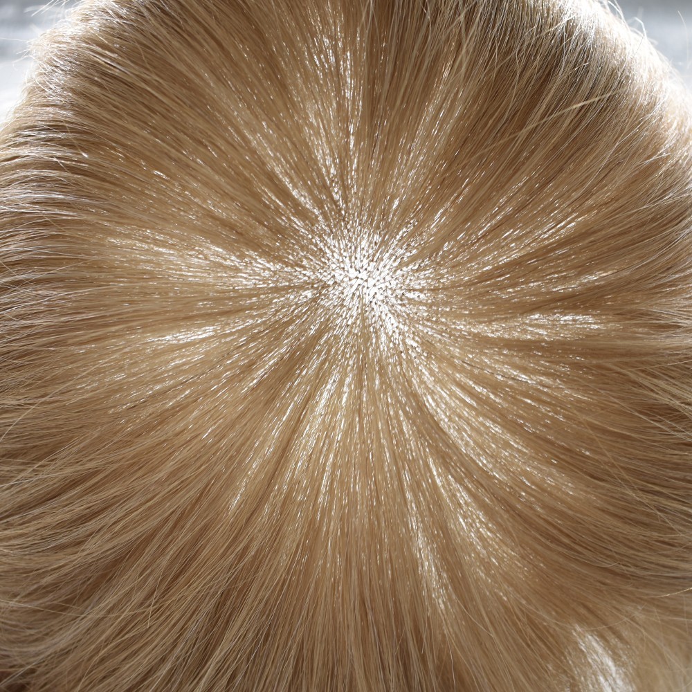 French Lace Front Mens Toupee Poly Skin Hairpieces Human Hair Replacement System