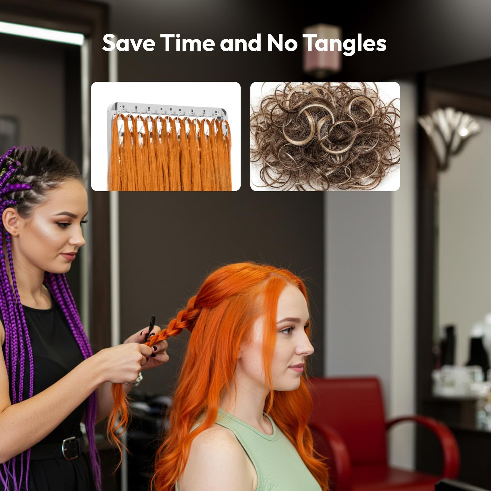 280 Pegs Braiding Hair Rack with Tray and Tools, Height Adjustable, 2-Side Br…