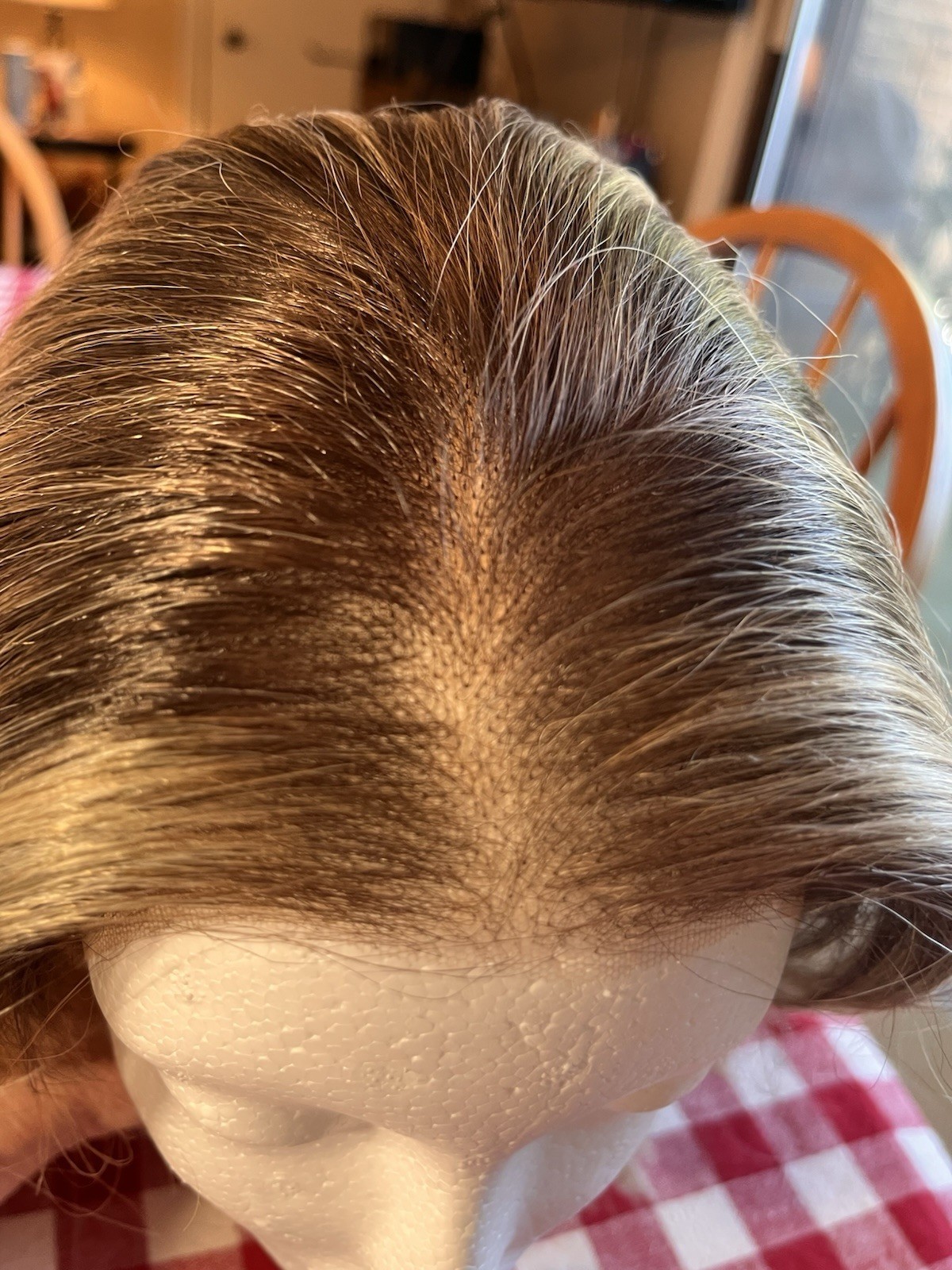 Women’s Blonde Med Brown Rooted Mono Top Lace Front Wavy Wig Sz Large READ SEE