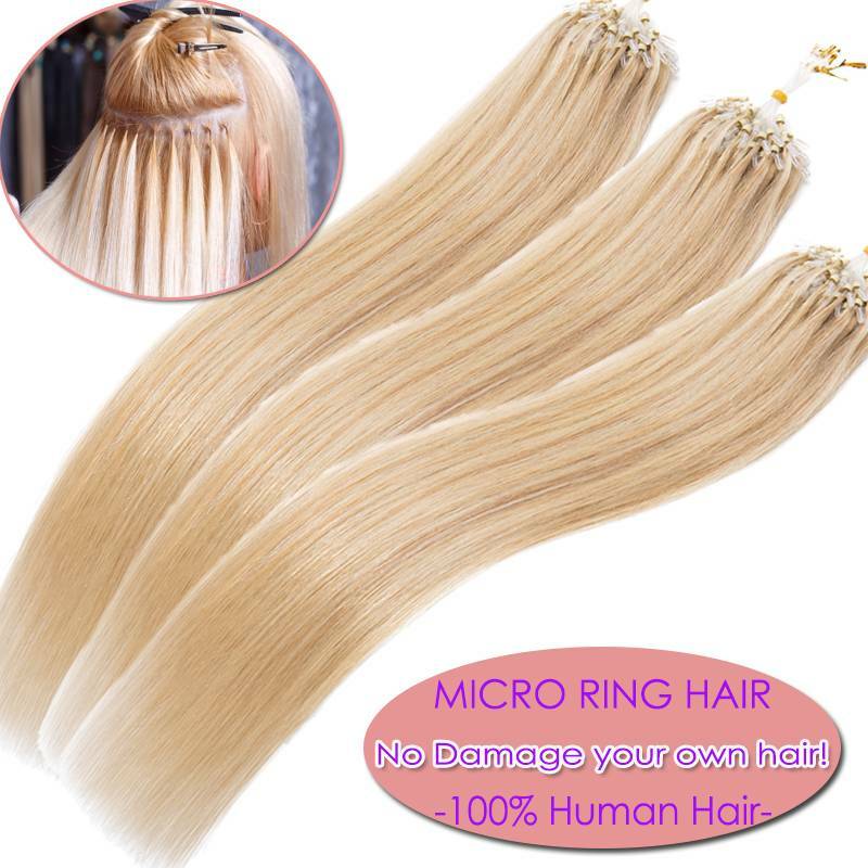 300S THICK Russian Human Remy Loop Micro Ring Tips Beads Hair Extensions Blonde