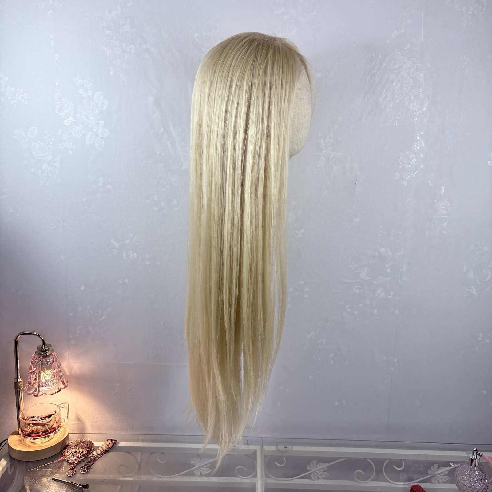 Daily Wear 360 Lace Updo WIG! Long Bleach blonde, Human Hair Blend