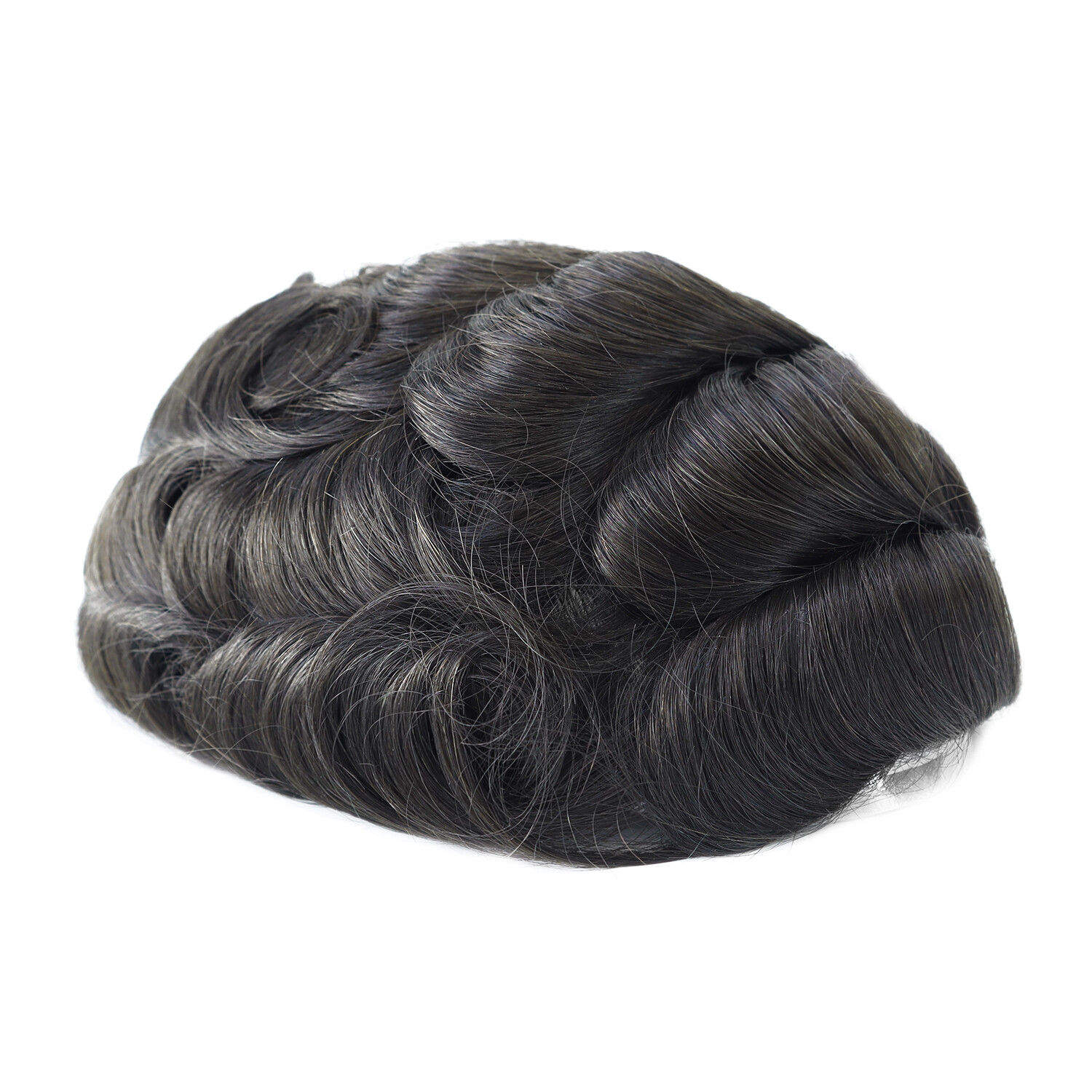Mens Toupee Thin Skin Human Hair Replacement System Knotted Base Hair Pieces