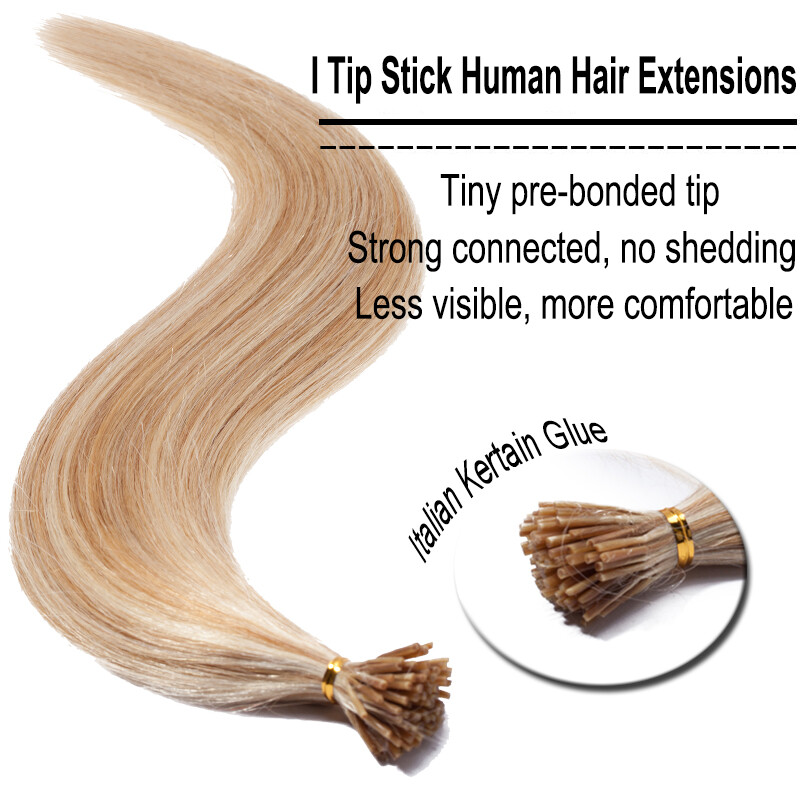 CLEARANCE Remy Human Hair Extensions Stick I Tip Micro Loop Ring Bead Pre Bonded