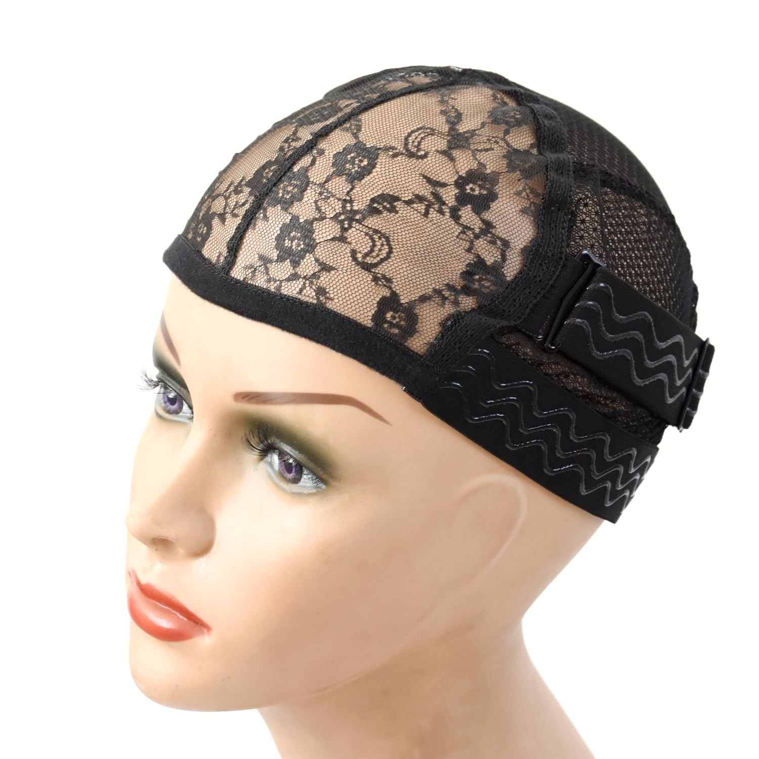 1 Pc Black Lace Mesh Weaving Wig Cap Silicone Grip Elastic Band with…