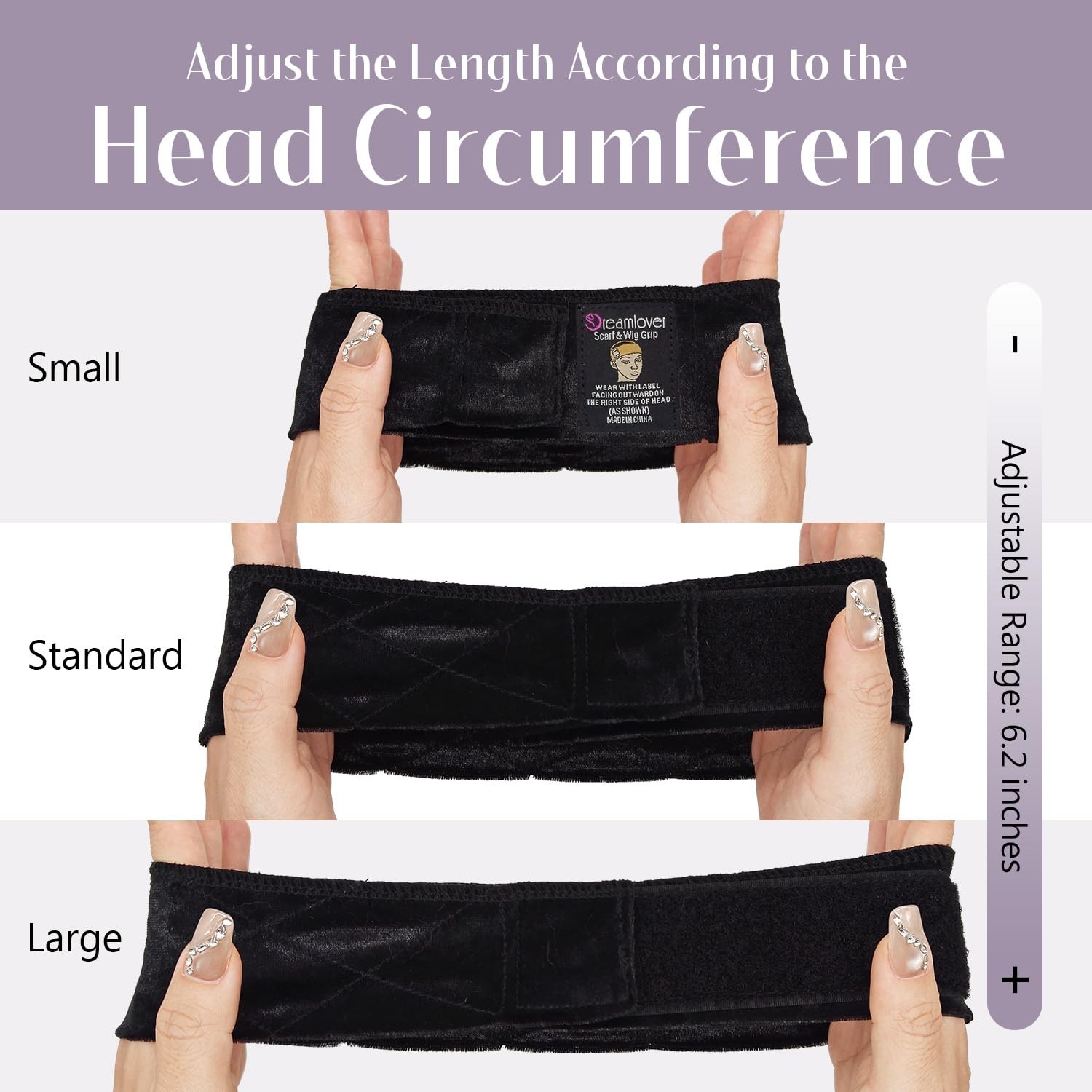 Dreamlover Wig Grip Band, Headband for Keeping 1 Count (Pack of 2), Black