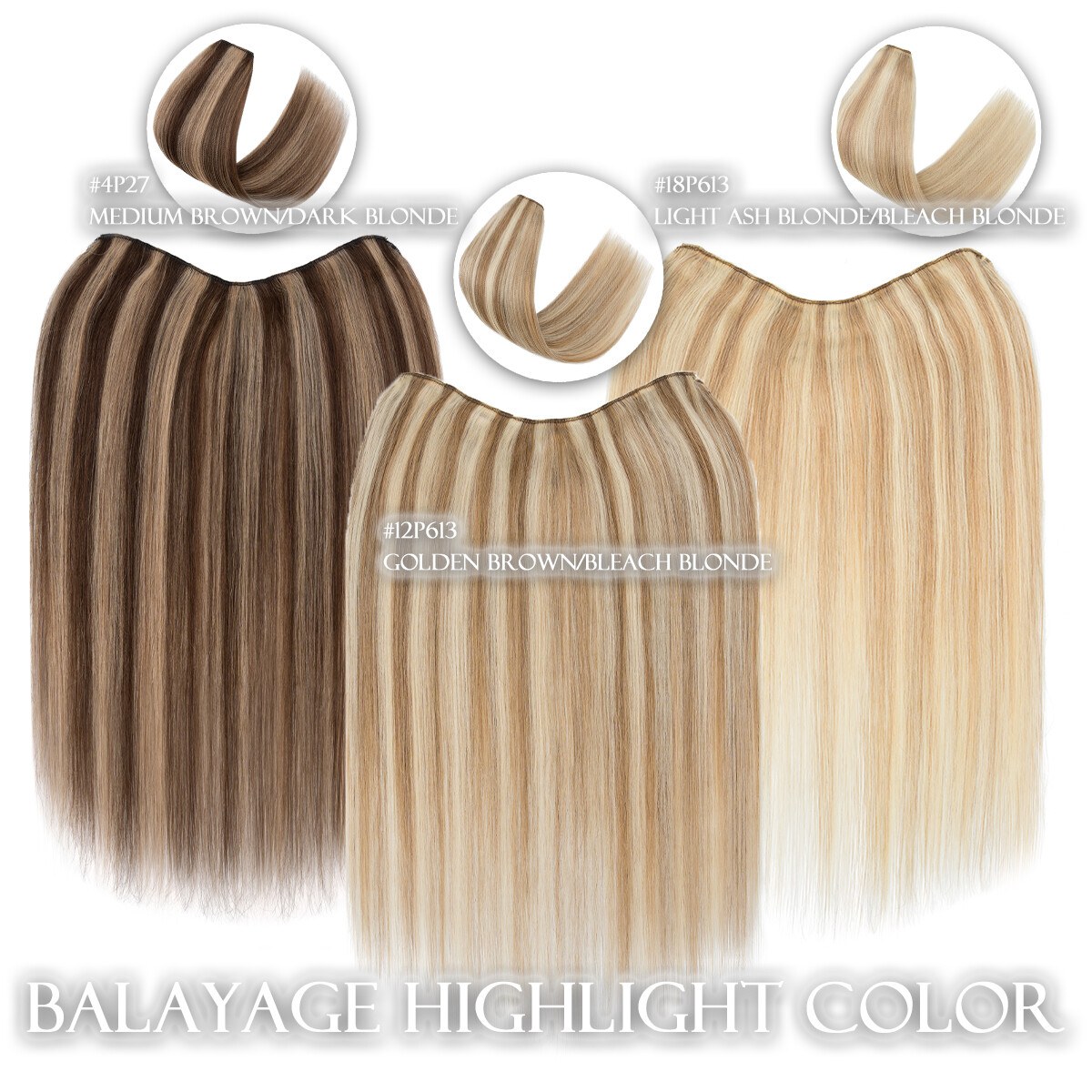 AAA+ V-Shaped One Piece Clip In Remy Human Hair Extensions Blonde 3/4 Full Head