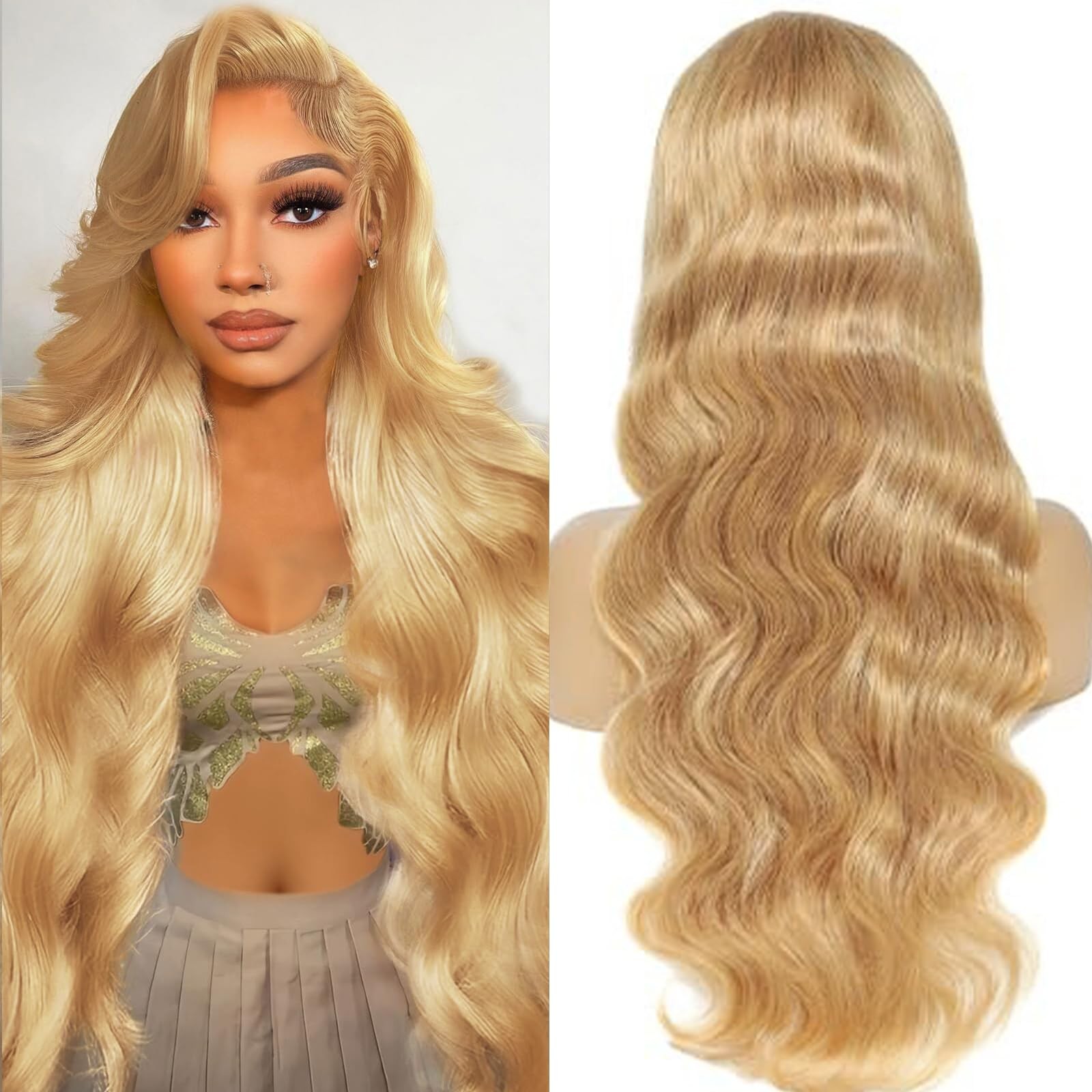 Migura Honey Blonde Wig Human Hair 200 Density 13X4 Hd Lace Frontal Wigs Human
