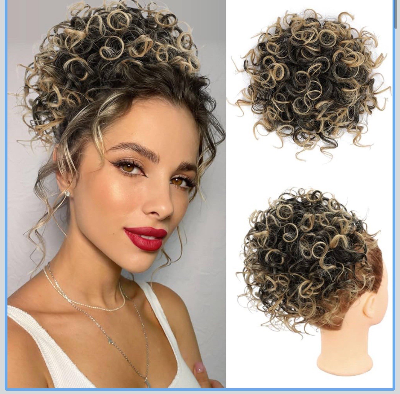 Lommel 70g Messy Bun Hair Extension – Curly Synthetic (Black Blonde)