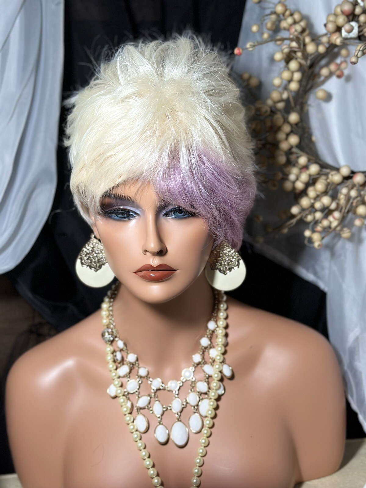 HOT PIXIE MIX Platinum & Pink Shade With Angular Spikey Tips, unique WIG💋