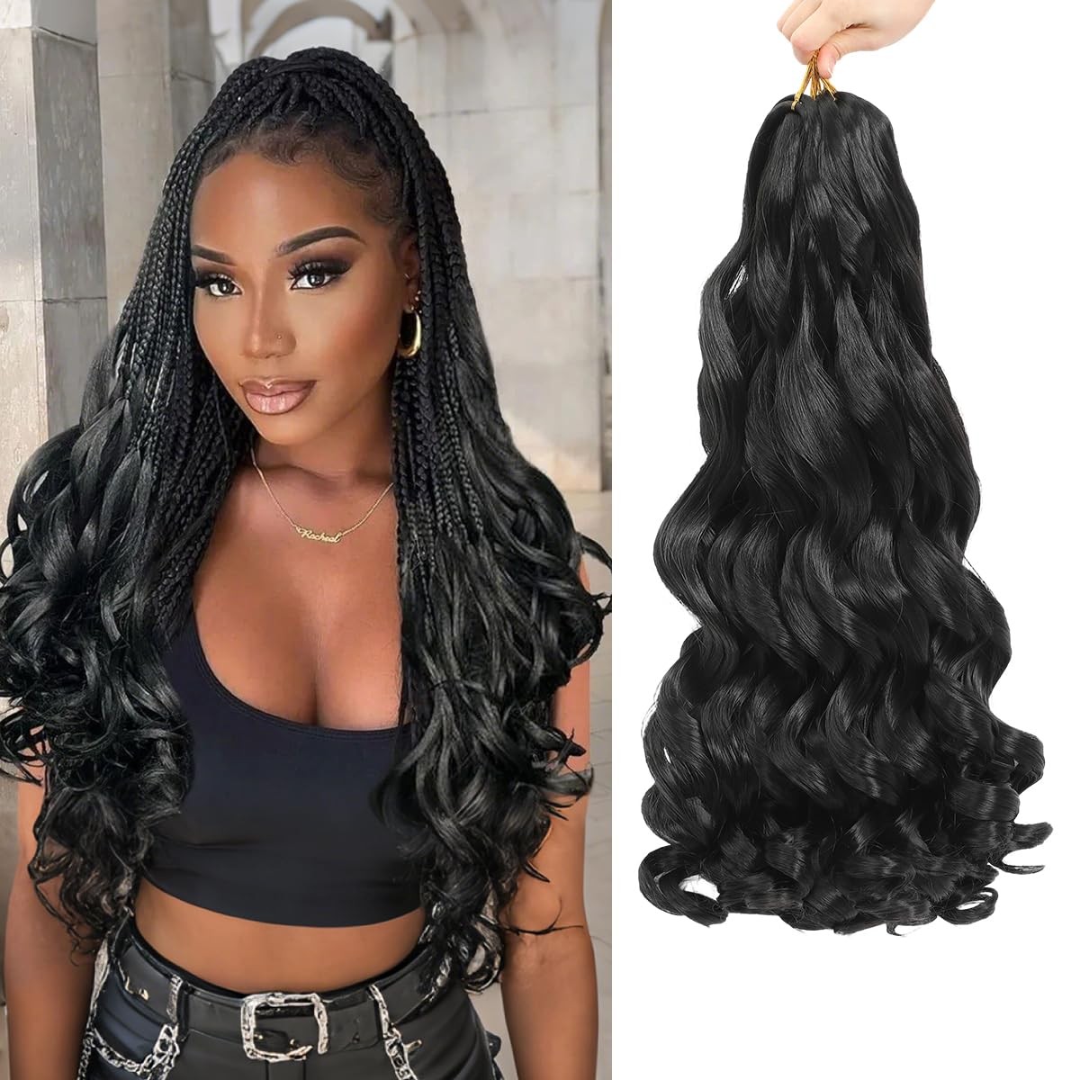 French Curl Braiding Hair Pre Stretched Bouncy Braiding Hair Curly Extension …