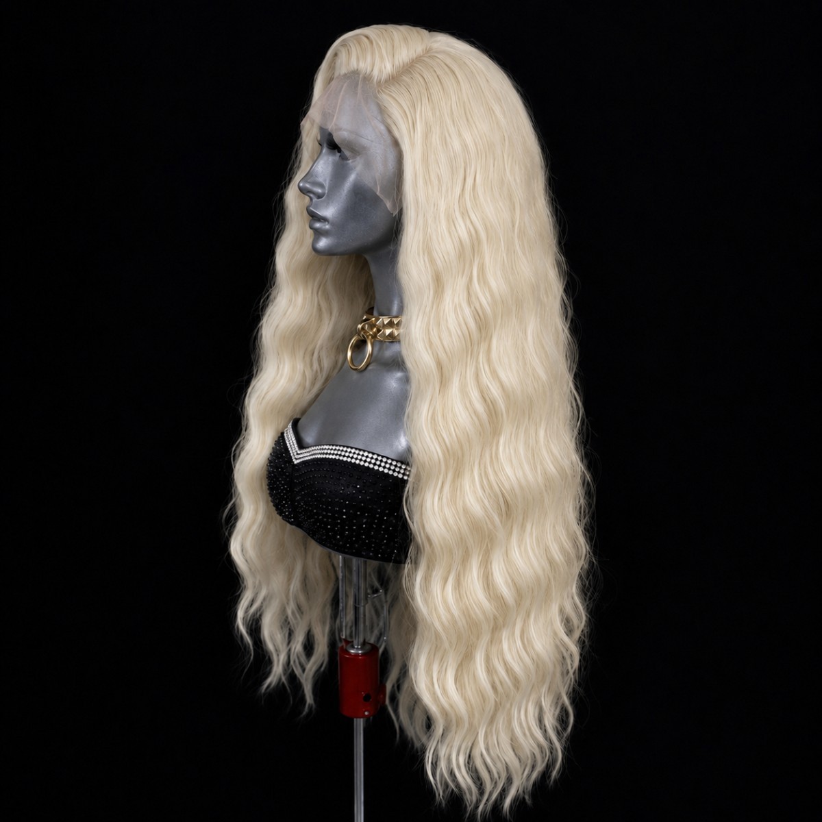 Women Synthetic Hair Heat Resistant HD Lace Front Wig Long Wavy Layered Blonde
