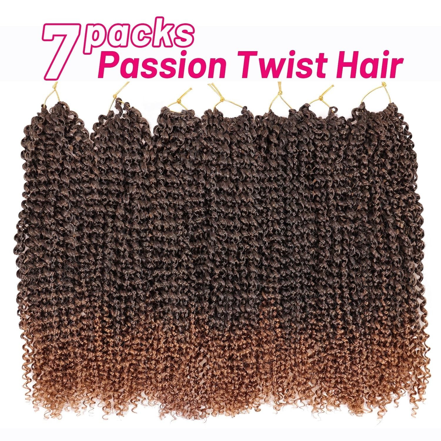 Natural Ombre Brown Passion Twist Hair – 16 Inches, 7 Packs for Easy Styling