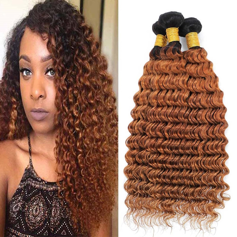 Peenoll 26 28 30 Inch Curly Water Wave Human Hair Bundles Omber Chocolate 30