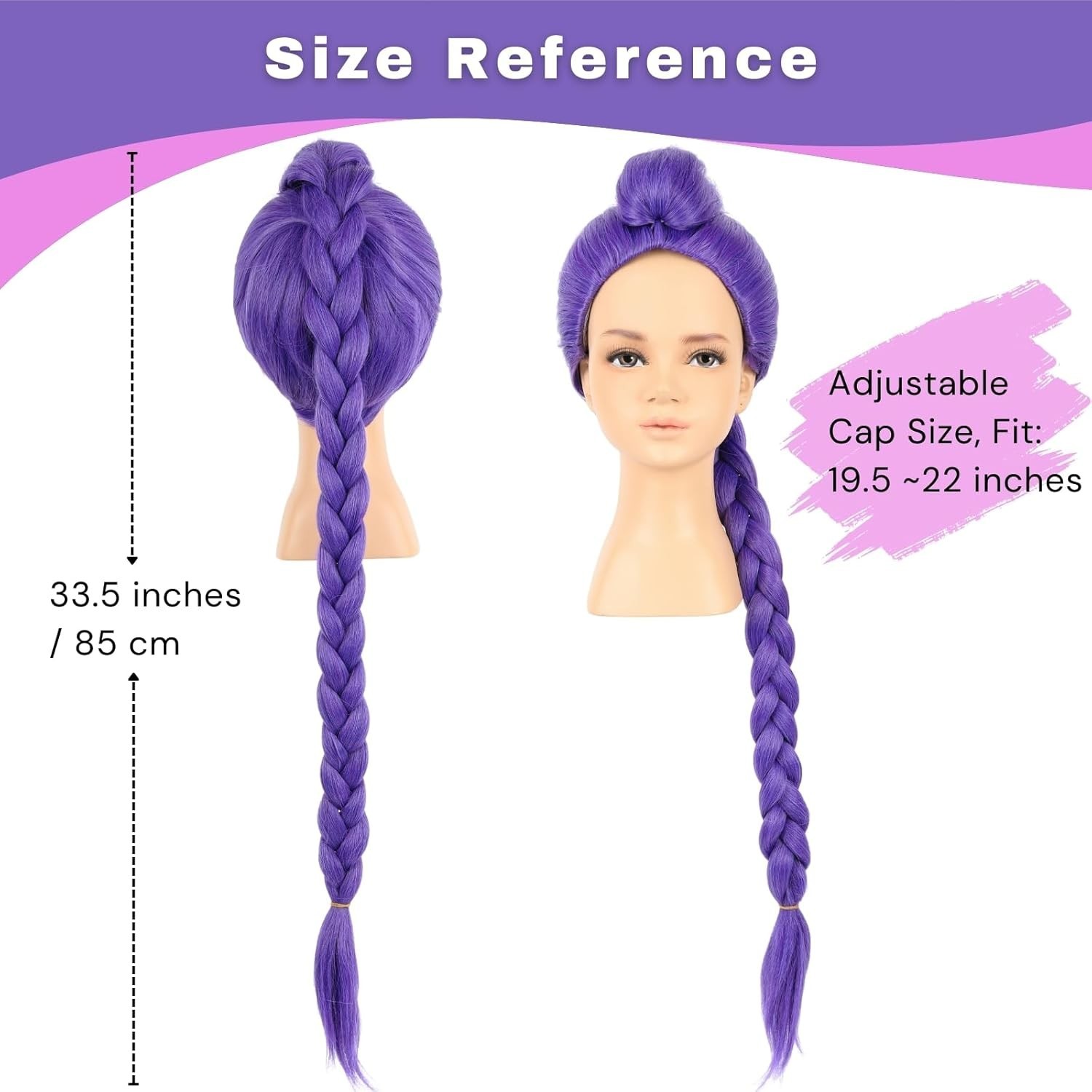 KPop Demon Hunter Rumi Wig Kid Size Purple Long Braided Ponytail Halloween