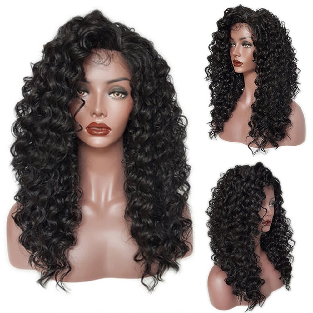 Heat Resistant Synthetic Front Curly Short Bob Wig for Women