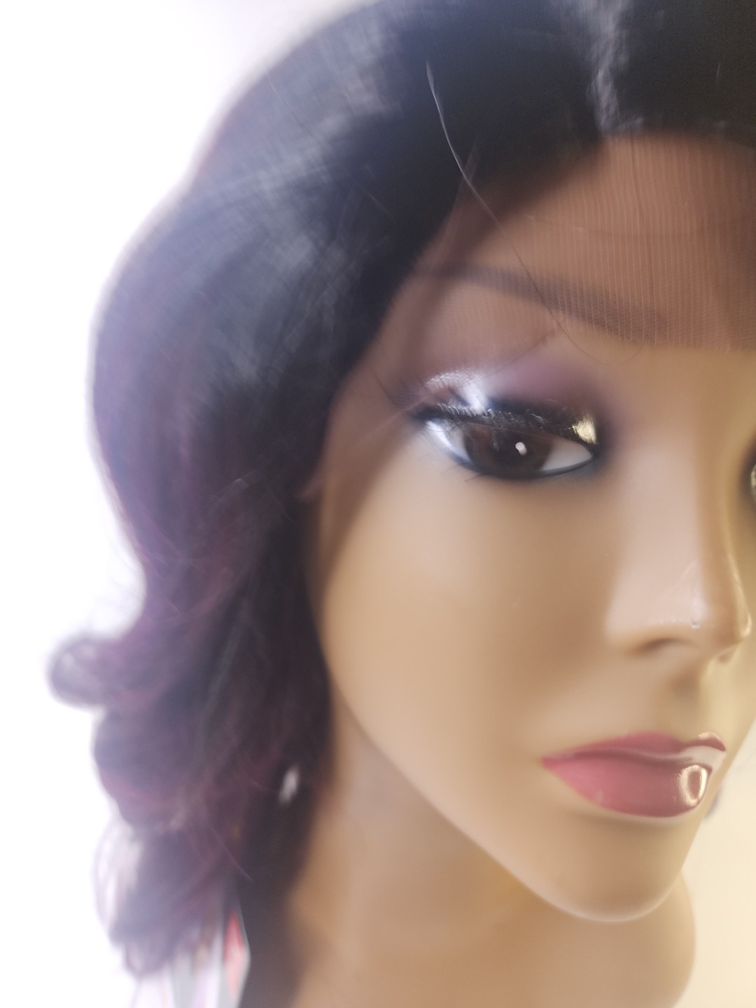 It’s A Wig Swiss Lace Front Wig TT P Burgondy/ Purple Black Color Higheat400°F.