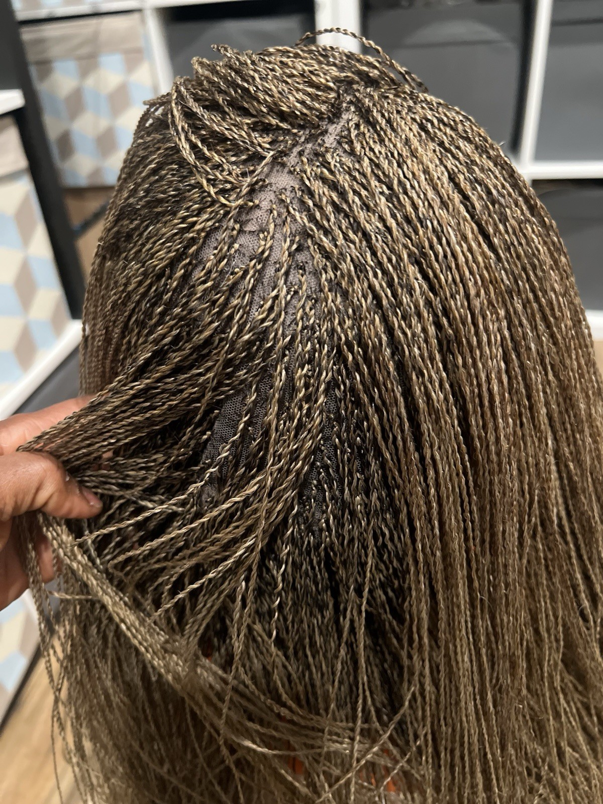 AFRICAN BRAIDED MICRO TWIST WIG MADE ON A FULL LACE WIG. 28”LONG.