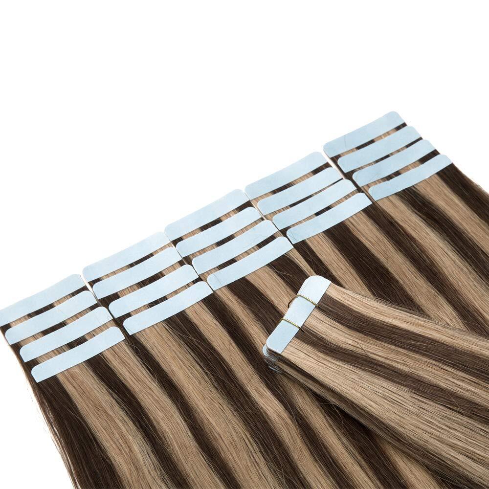 Seamless Tape In Hair Extensions Remy Skin Weft Human Hair For Christmas Gift US
