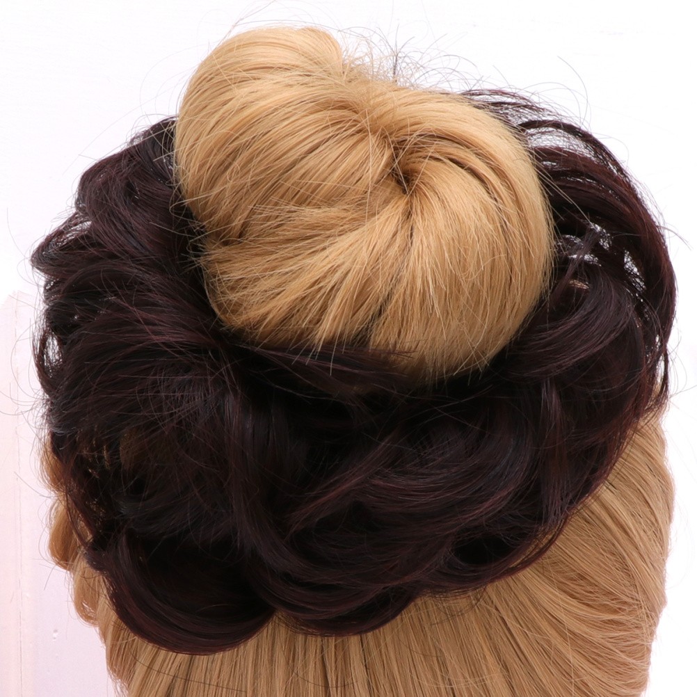 2Pcs Hair Chignon Wig Dark Brown Synthetic Hair Bun for Easy Elegant Hairstyling