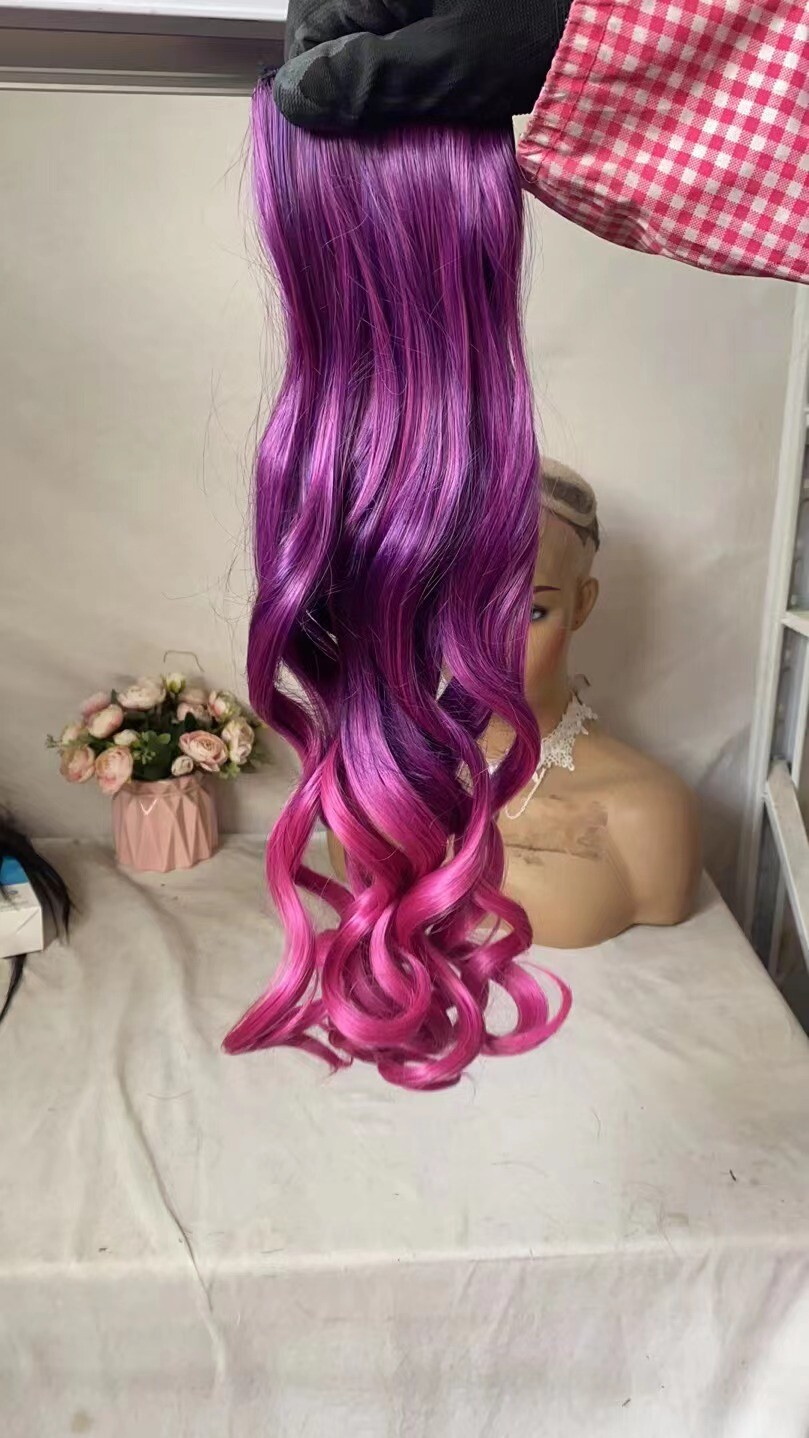 Thick Long Curly Wavy One Piece Clip in on Hair Extensions Ombre Hairpieces