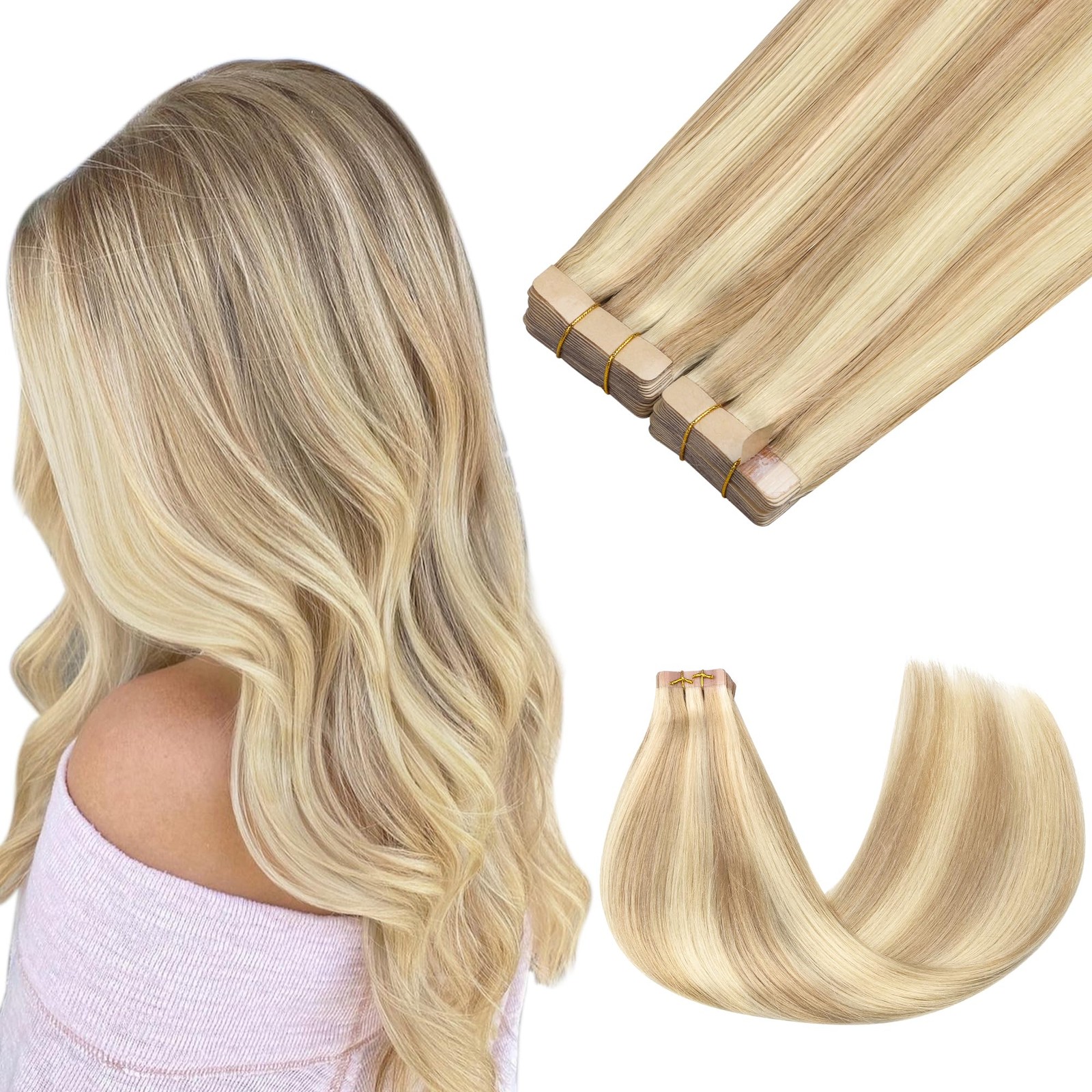 Goo Goo Tape In Hair Extensions 18Inch 40Pcs 100G P18A/613A Seamless Invisible