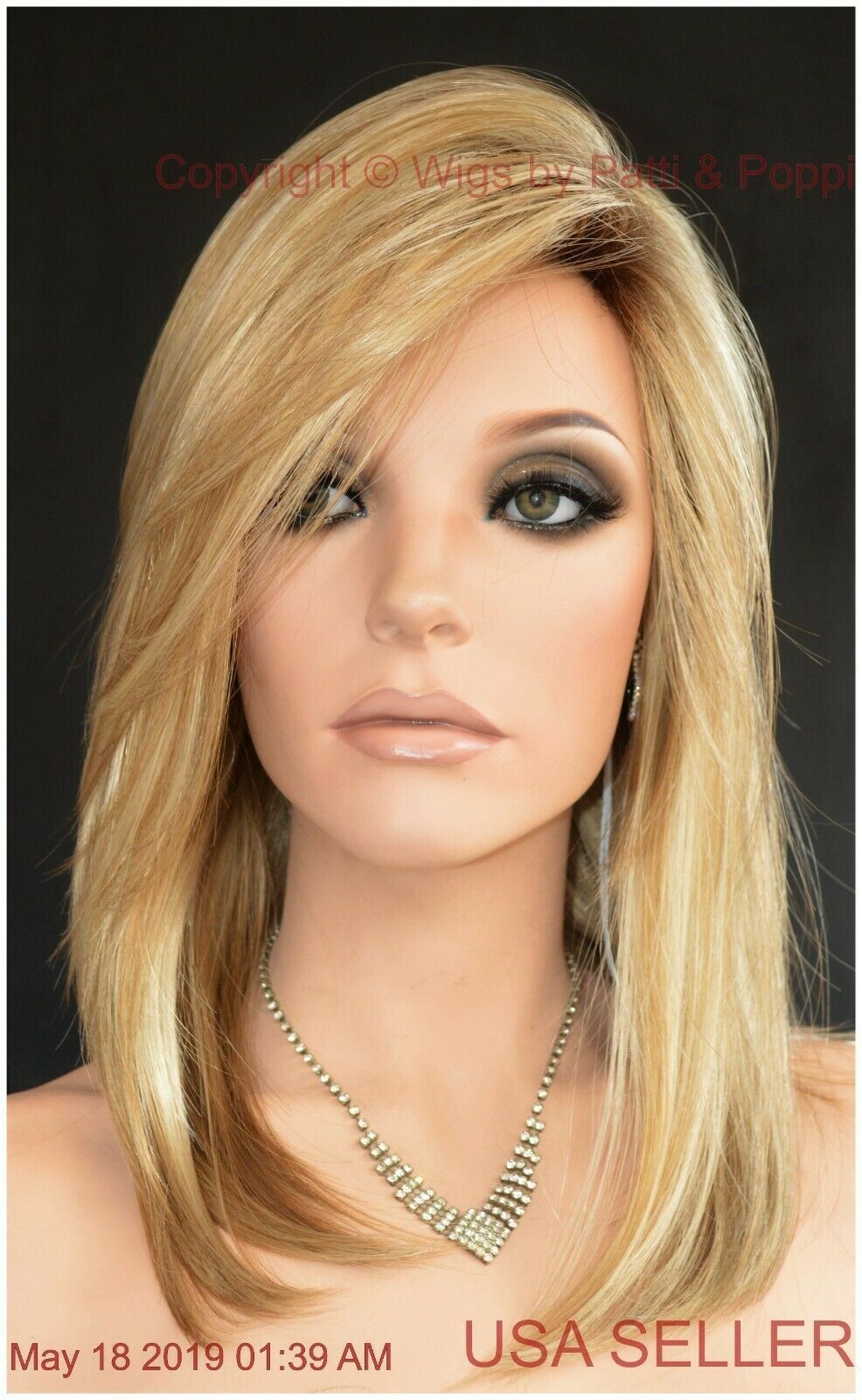 LAINE RENE OF PARIS WIG CREAMY TOFFEE R SLINKY HOT MEDIUM BOB SIDE BANGS