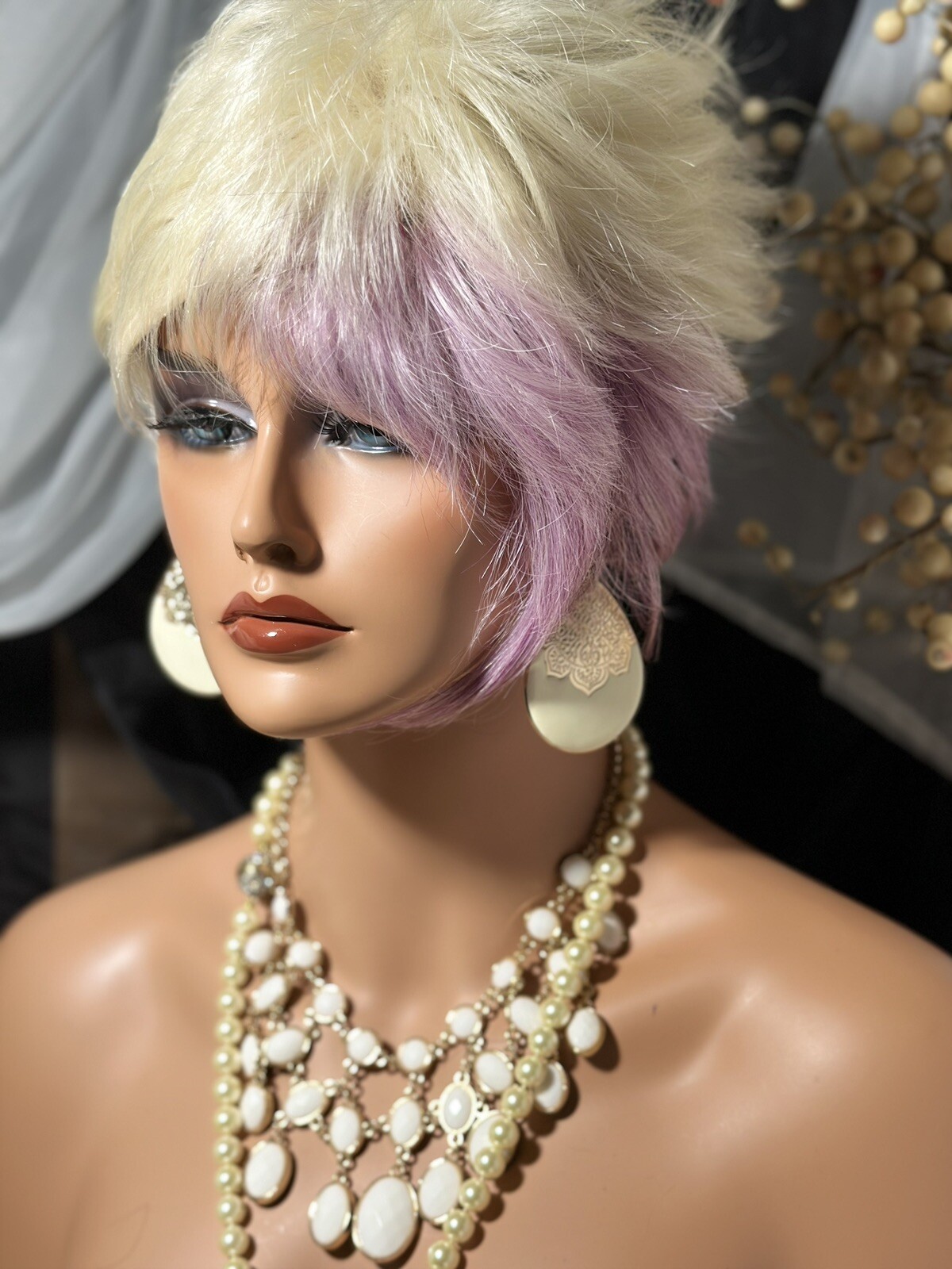 HOT PIXIE MIX Platinum & Pink Shade With Angular Spikey Tips, unique WIG💋