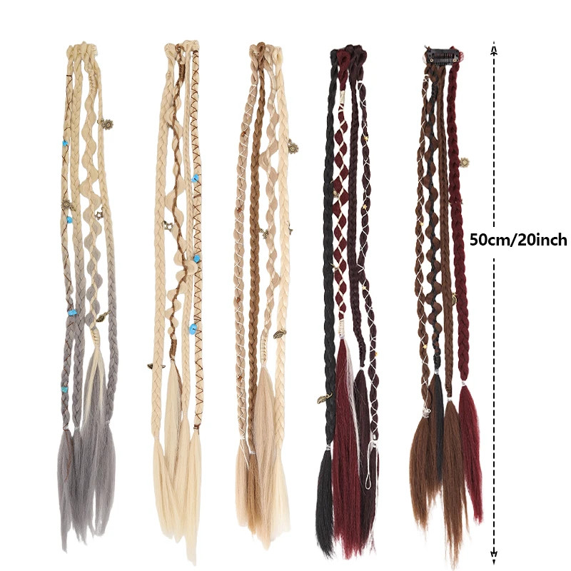 4 Strand Braided Synthetic Hair Extensions with Charming Accessories Easy Attach