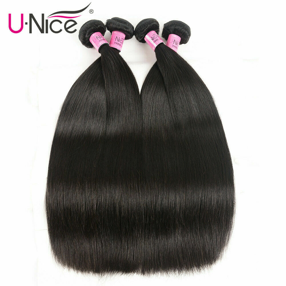 Mongolian Straight Human Hair Extension Bundles With HD Transparent Lace Closure