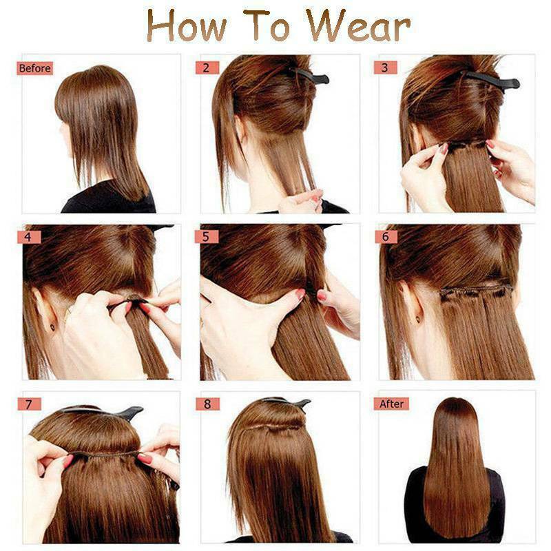 Thick 8Pcs 18Clips Clip in Full Head Hair Extensions Curly Straight For Woman US