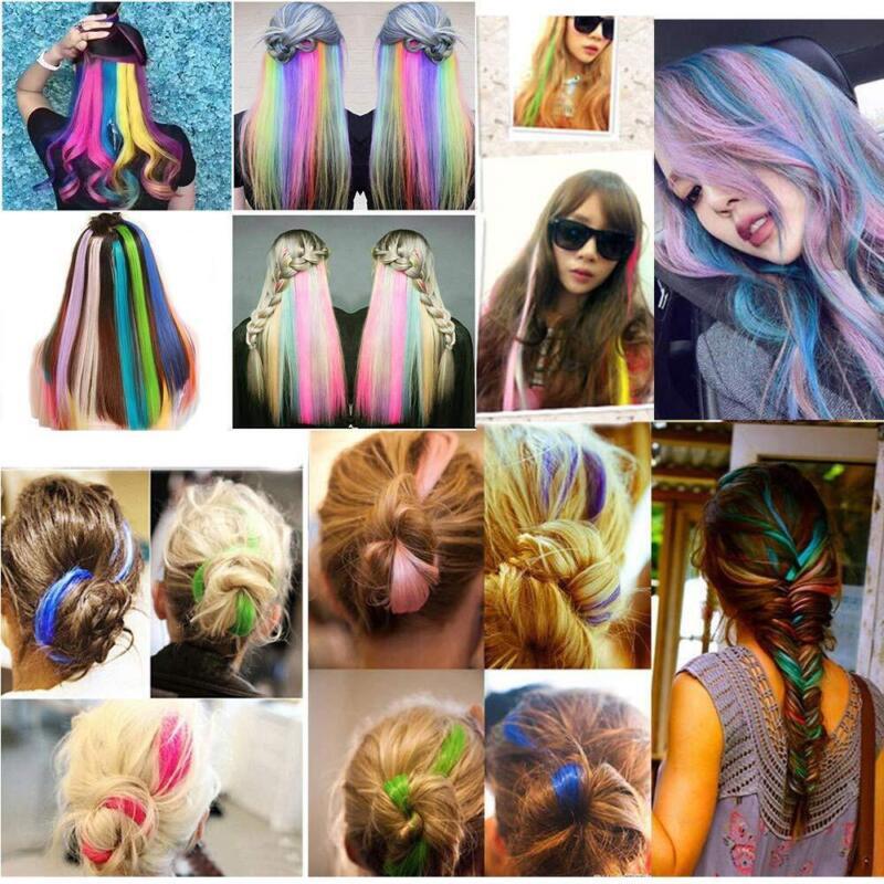 22 Inch Colored Clip in Hair Extensions 10pcs Straight Hair Synthetic Hairpieces