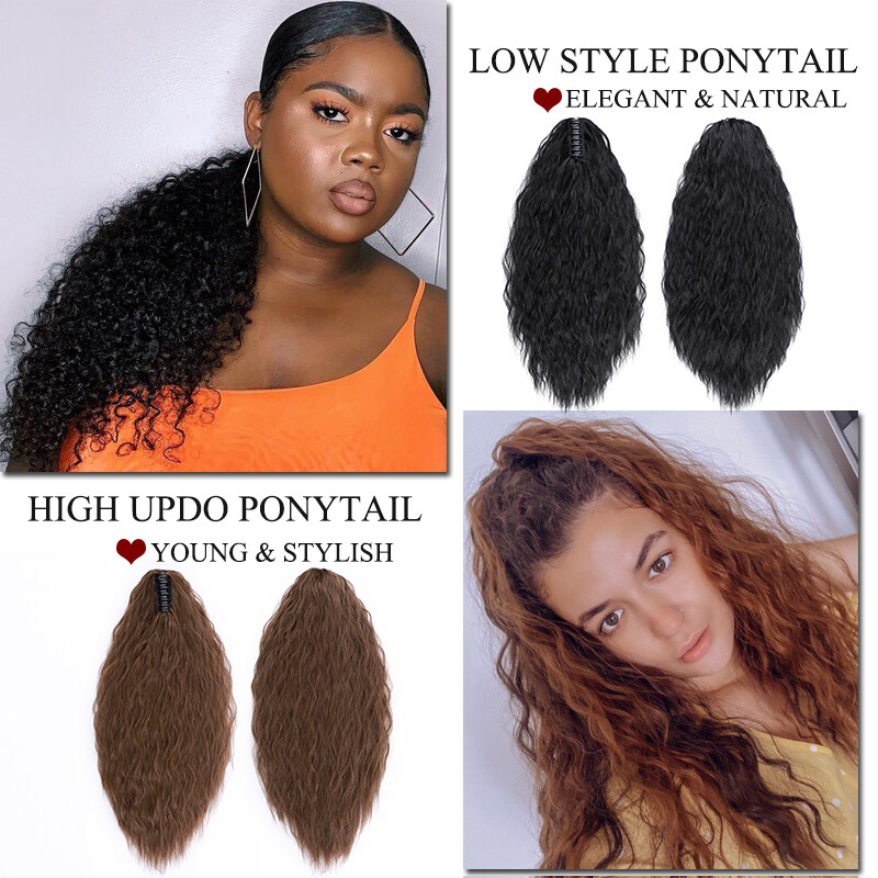 24” Corn Wave Claw Clip in Ponytail Thick as Human Real Natural Hair Extensions