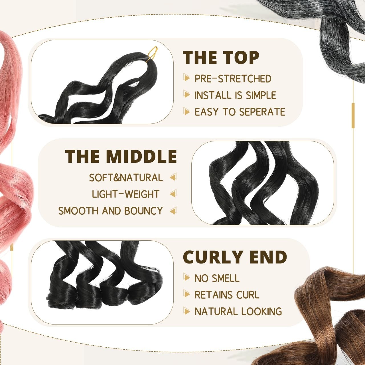 French Curl Braiding Hair 12 Inch Pre Stretched Bouncy Curly Extensions 16 Total