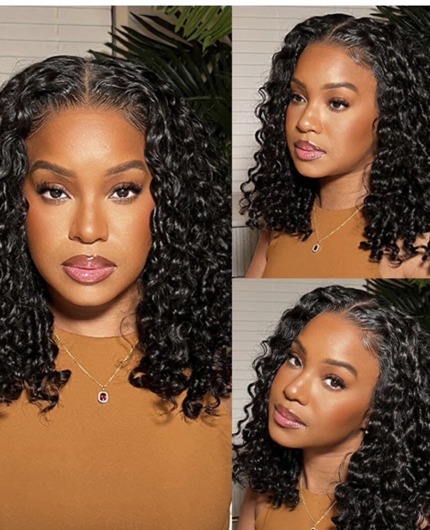Wear Go Wigs Water Wave Hair Pre Cut 4*6 HD Lace Closure Short Bob Glue Less Wig