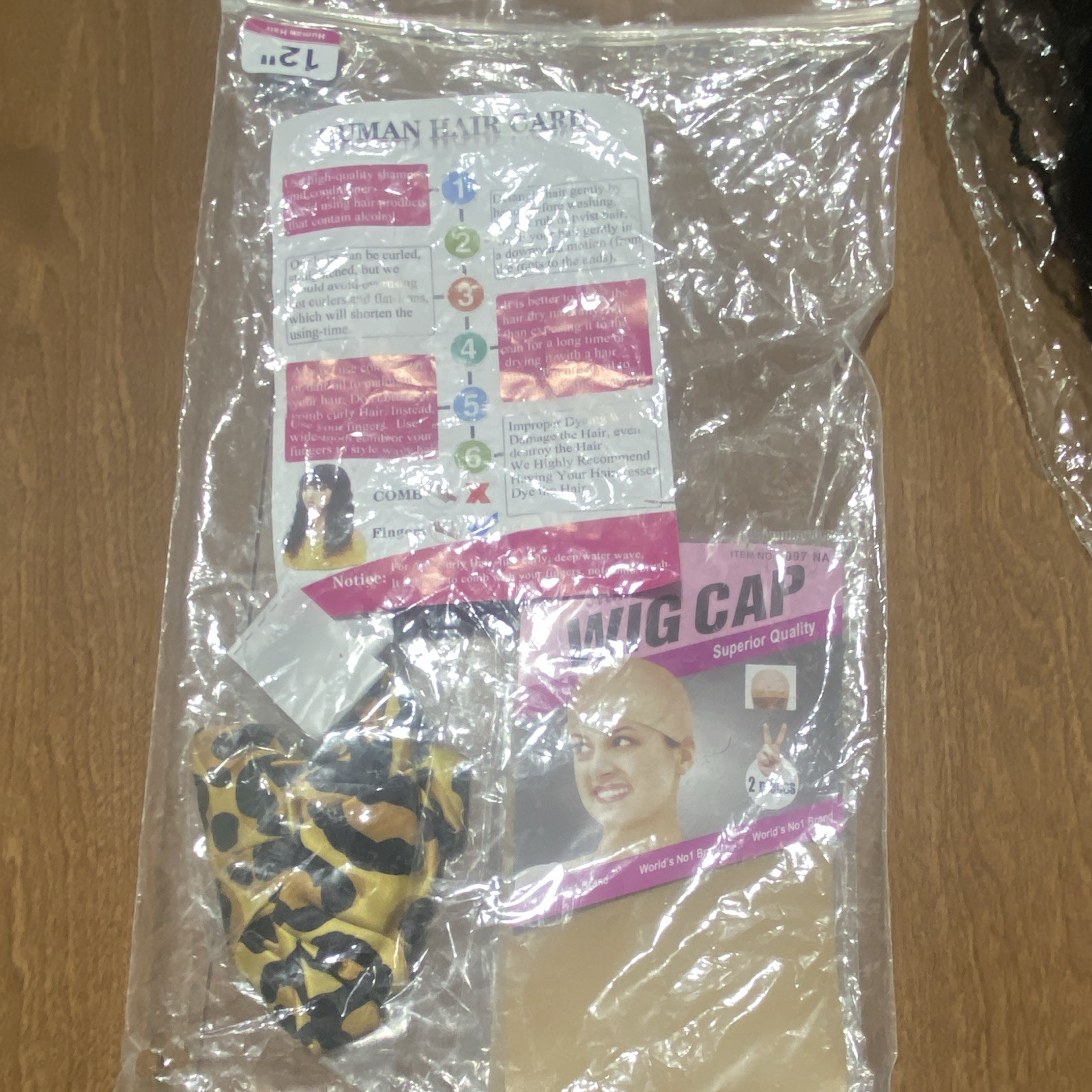 12″ Black Curly Human Hair Lace Front Wig, Free-Part, Adjustable Strap Cap