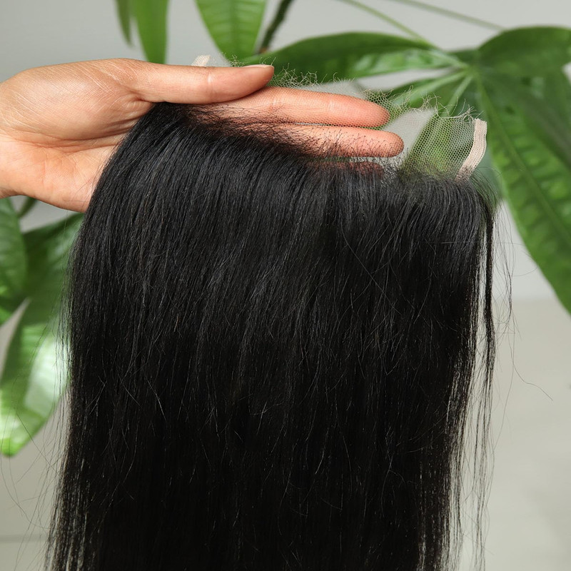 Beeos Yaki Straight 5X5 Skinlike Real Hd Lace Closure Pre-Plucked Bleached