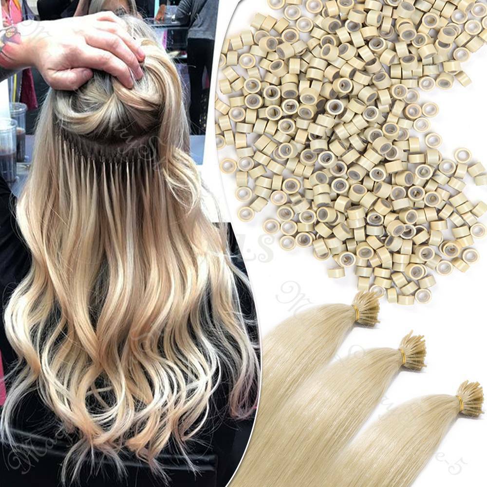 1000 Silicone Lined Micro Beads Rings Tube For Human Hair Extension US Tip 5-6mm