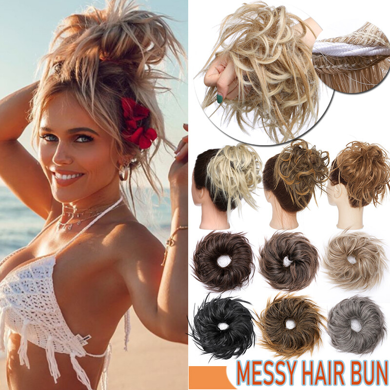 THICK X-LARGE Messy Bun Hair Piece Scrunchie Updo Wrap as Human Hair Extensions