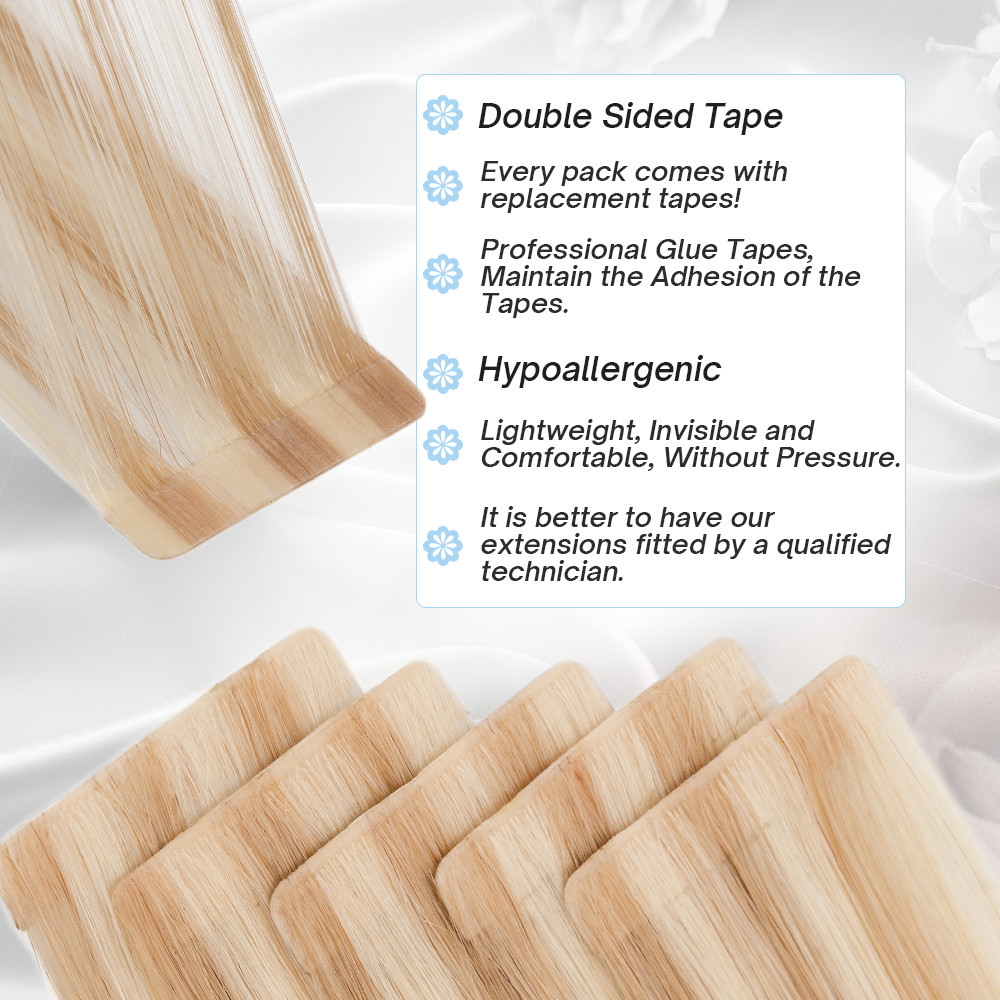 80PCS 200G Tape In Human 100% Remy Hair Extensions Skin Weft Highlight Full Head