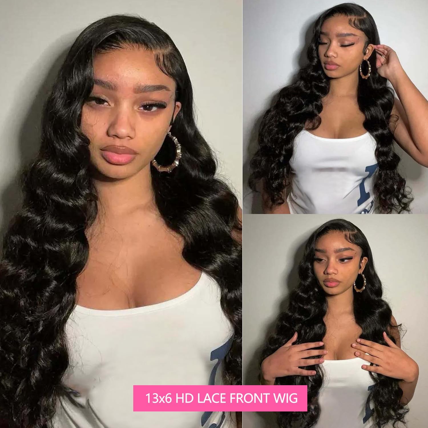 30 Inch 13×6 Lace Front Wigs Human Hair 200 Density Body Wave HD Lace Front W…