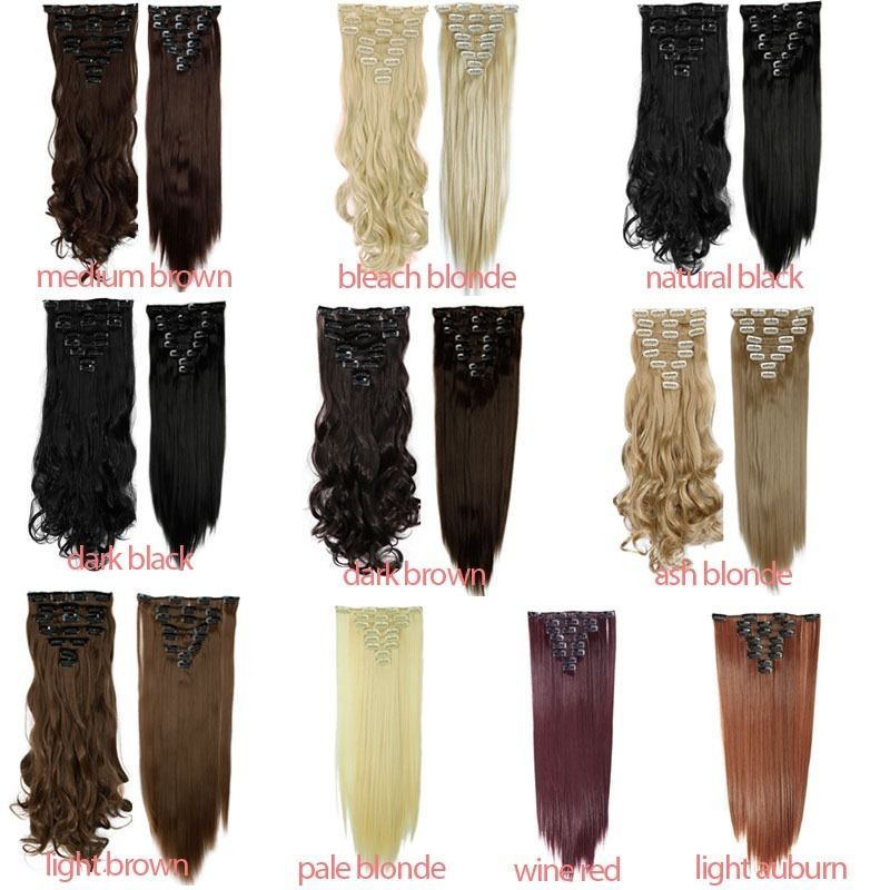 US SELLER Real Thick Full Head Clip In Hair Extensions 8Pcs Long Hair Extentions